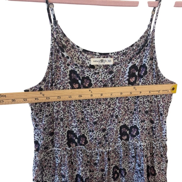 Natural Life Floral Tiered Midi / Maxi Dress XS / S Boho Festival Purple / Black - Picture 6 of 11